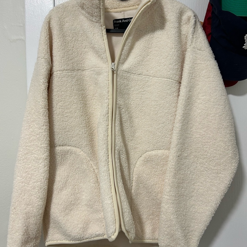 Frank & Oak Cream Fleece Jacket